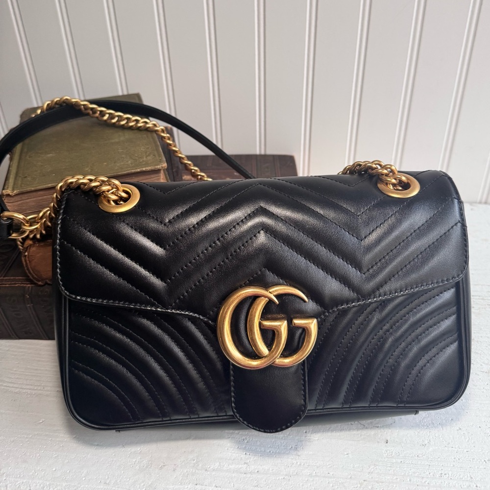 Gucci GG Marmont Black Leather Shoulder Bag